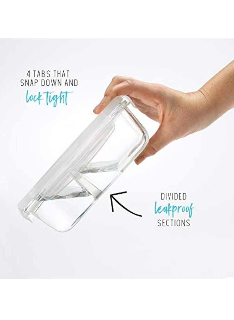 حاويات تخزين زجاجية متعددة الأغراض مع حقيبة الغداء ، مقسمة 2 مقصورات ، حاويات مع أغطية قفل ، تخزين زجاجي ، حاوية إعداد الوجبات مع غطاء مضاد للهواء (3 حزمة ، 3 * 700 مل) - Image 4