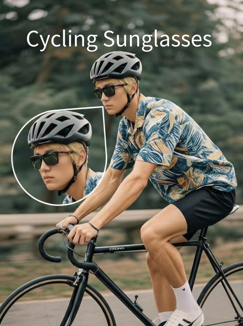 Police RB Men's Cycling Glasses Classic Men's Sunglasses Black Framed with Green UV Lenses - Image 2