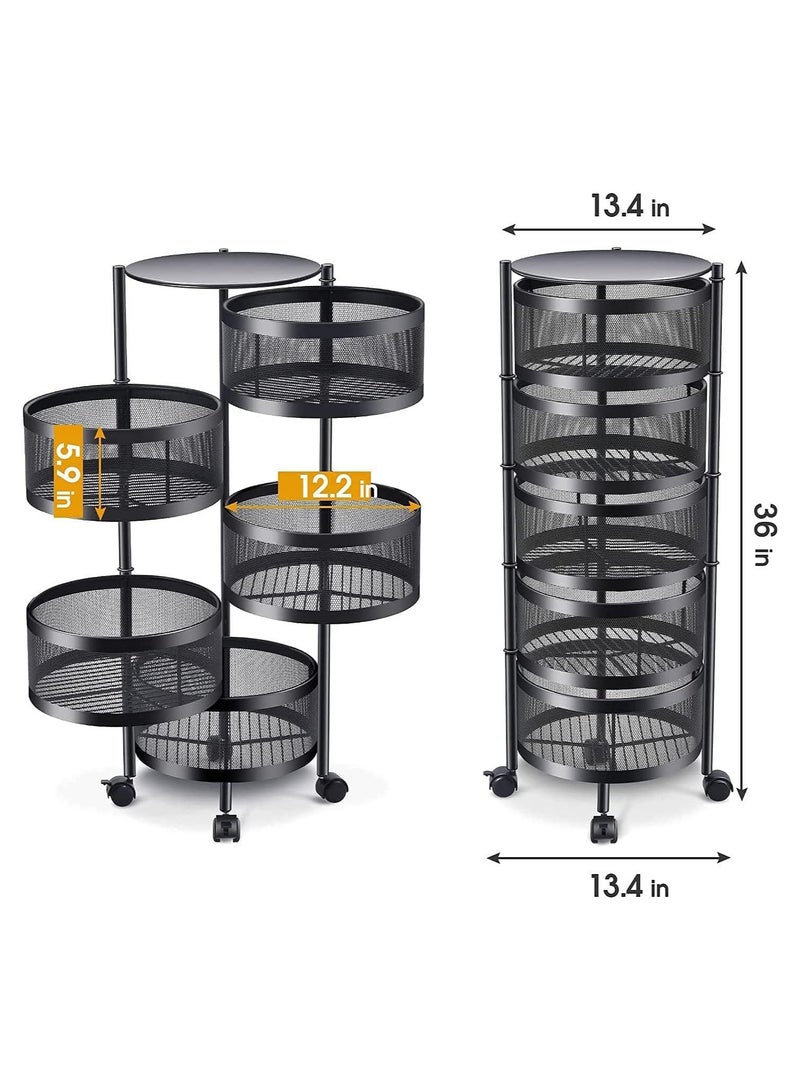 DubaiGallery رف دوار للخضروات، رف تخزين للمطبخ، سلة فواكه دائرية متعددة الطبقات للأرضيات للمطبخ والحمام وغرفة المعيشة - Image 3