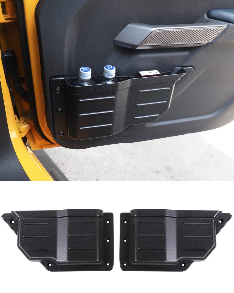 Savadicar Front Door Storage Pockets ABS Door Organizer Box Compatible with 20212024 Ford Bronco SUV Not for Sport Interior Accessories Black 2 PCs