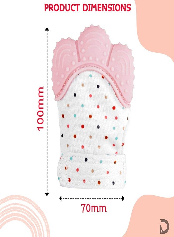 DaKos Teething Mitten, [2 Pack] Soft Food-Grade Silicone Teether Mitten Glove Handy Teething Mit Toy for Self-Soothing, BPA-Free, for 3?12 Months Infants (1 Pair) (Pink) - Image 4