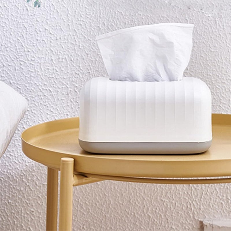LOOKMINT Premium ABS Plastic Desk Tissue Paper Holder Storage Organizer Paper Towel Dispenser Container for Office, Living Room, Bedroom, Bathroom, Night Stand & Desk (White) - Image 1
