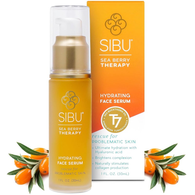 Sibu Hydrating Facial Serum Made From Premium Sea Buckthorn Oil  Hyaluronic Acid 1oz  Hydrates Dry Skin Brightens Complexion  Reduces Blemishes