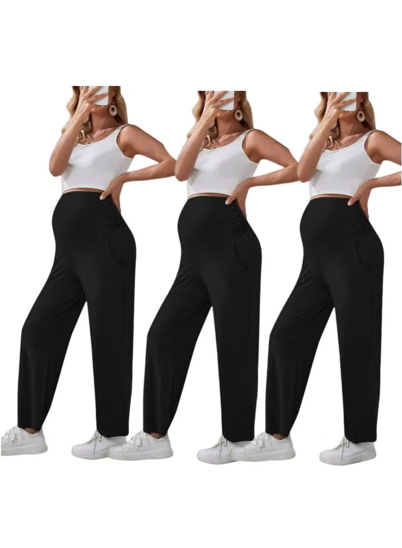 New Women's Straight Leg Maternity Pants Plus Size*3 Pcs - Image 1