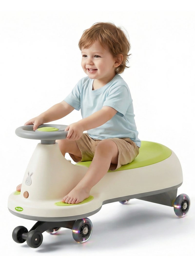 BAYBEE Kidora Baby Magic Car for Kids Push Ride On Toys Baby Cars with Scratch Free PU LED Wheels, Music & Storage Space | Kids Car Childrens Ride on Car | Childrens Swing Car for Kids 3+ Years Boys Girls Green - Image 1