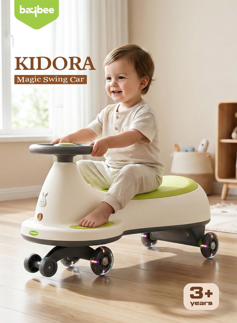BAYBEE Kidora Baby Magic Car for Kids Push Ride On Toys Baby Cars with Scratch Free PU LED Wheels, Music & Storage Space | Kids Car Childrens Ride on Car | Childrens Swing Car for Kids 3+ Years Boys Girls Green - Image 2