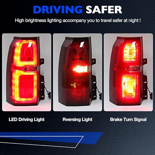 Misakomo مصابيح خلفية LED خارجية متوافقة مع شيفروليه تاهو 2015-2020 سوبربان 3500 HD LS LT LTZ PPV SSV بريميير، استبدال 84467058 إضاءة الفرامل والرجوع وإشارة الانعطاف - الجانب الأيسر للسائق LH - Image 2