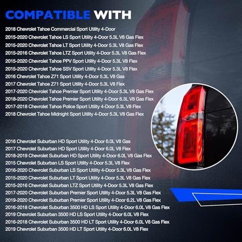 Misakomo مصابيح خلفية LED خارجية متوافقة مع شيفروليه تاهو 2015-2020 سوبربان 3500 HD LS LT LTZ PPV SSV بريميير، استبدال 84467058 إضاءة الفرامل والرجوع وإشارة الانعطاف - الجانب الأيسر للسائق LH - Image 3