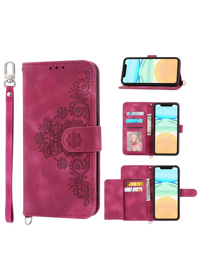 زبون جراب لهاتف iPhone 12 mini مصنوع من الجلد ومزين بنقشة زهور - Image 1