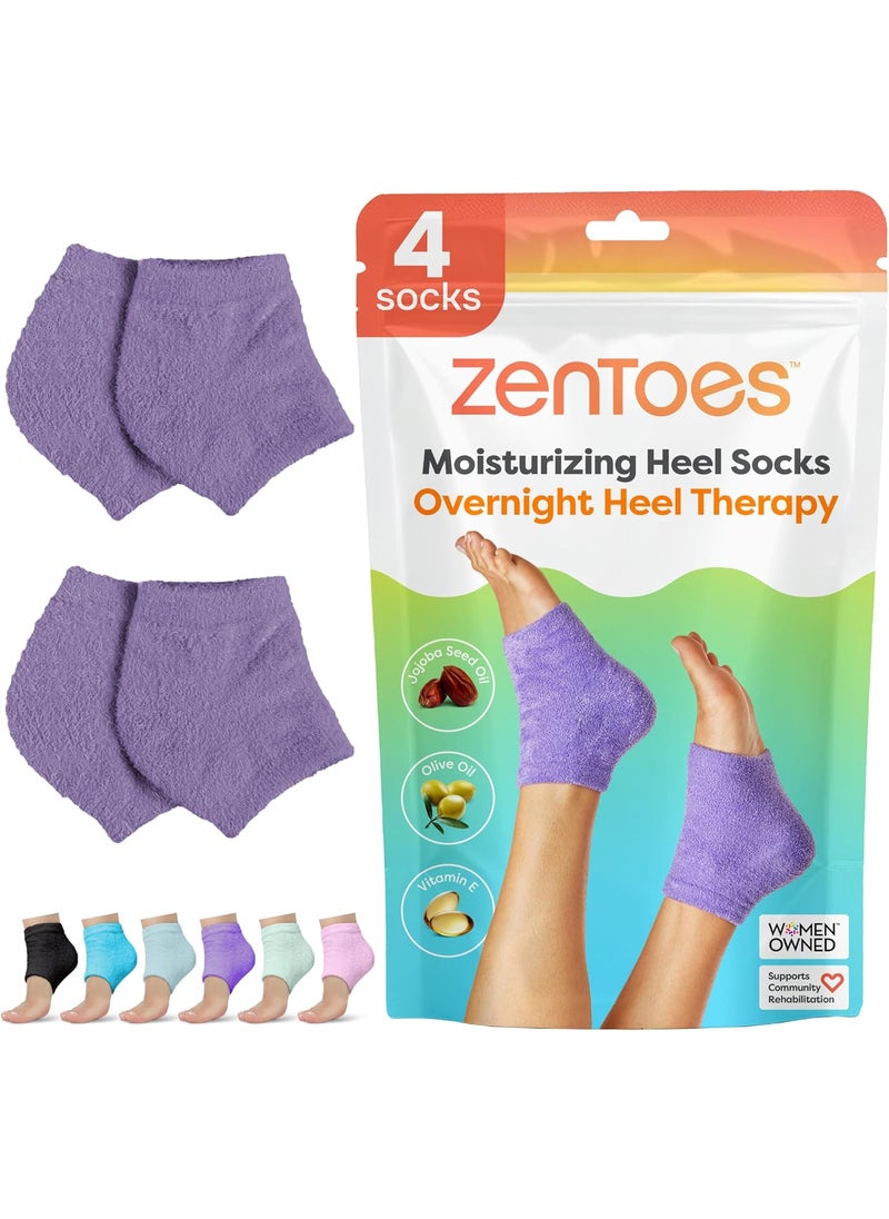 Zentoes - ZenToes Moisturizing Socks for Cracked Heel Treatment - Vitamin E, Olive Oil and Jojoba Oil Infused to Soften and Hydrate - Heel Socks for Dry Cracked Feet Women (Fuzzy Lilac Purple, Regular) - Image 1