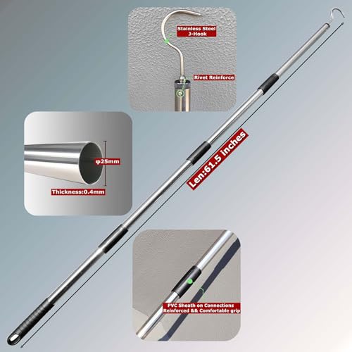 Bytcew Attic Pull Down Hook System Kit Heavy Duty Ladder Door Stairs Puller Rod Pole Replacement for Ropes Cord String with 2 Handles - Image 3