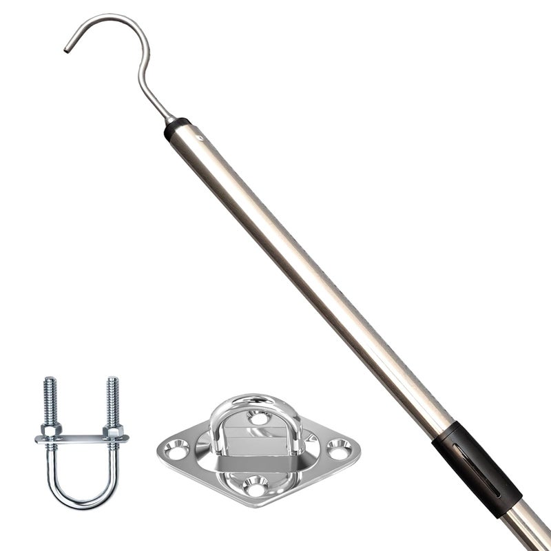 Bytcew Attic Pull Down Hook System Kit Heavy Duty Ladder Door Stairs Puller Rod Pole Replacement for Ropes Cord String with 2 Handles - Image 2