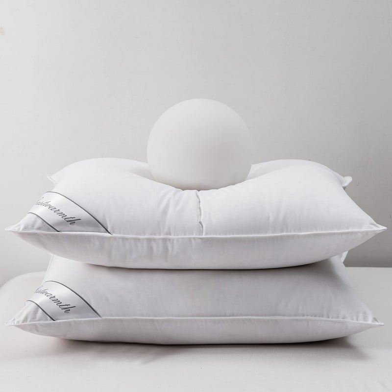 Eastwarmth Goose Down Feather Pillows Bedding Hotel Pair Pillows 100 Cotton Cover Set of Two Queen Size 20x30inch White Color