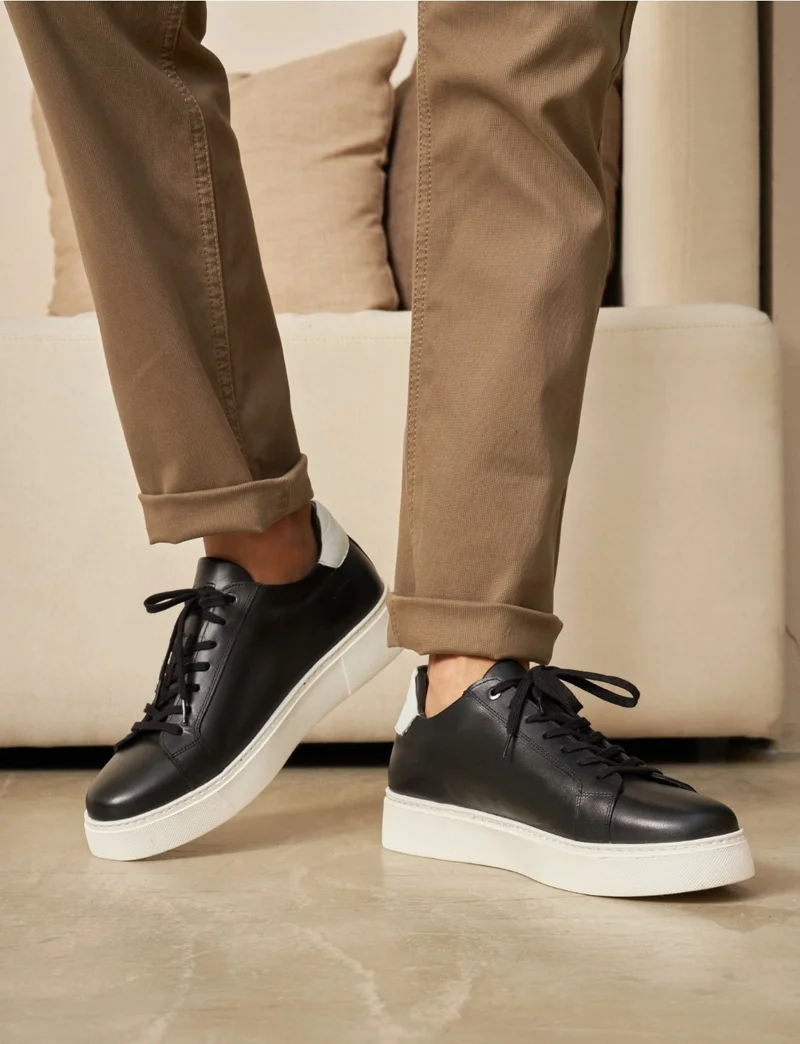 كاباني Genuine Leather Black Laced Eva Sole Men's Sports Shoes