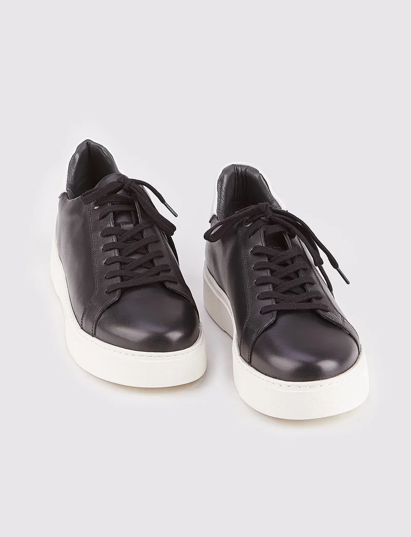 كاباني Genuine Leather Black Laced Eva Sole Men's Sports Shoes