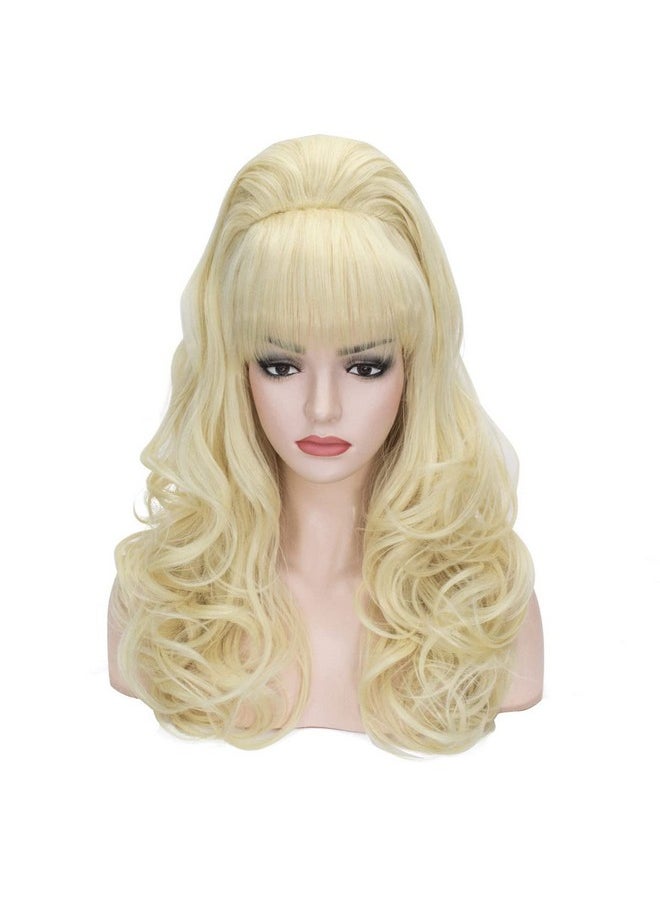 Probeauty Long Wave Blonde Bouffant Beehive Wigs Big Curly Wavy Retro Wigs For Women 70S 80S Costume 23 Inch  - Image 1