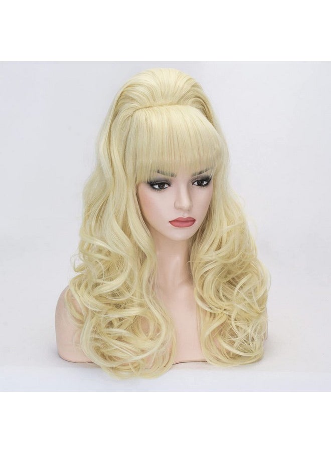 Probeauty Long Wave Blonde Bouffant Beehive Wigs Big Curly Wavy Retro Wigs For Women 70S 80S Costume 23 Inch  - Image 2