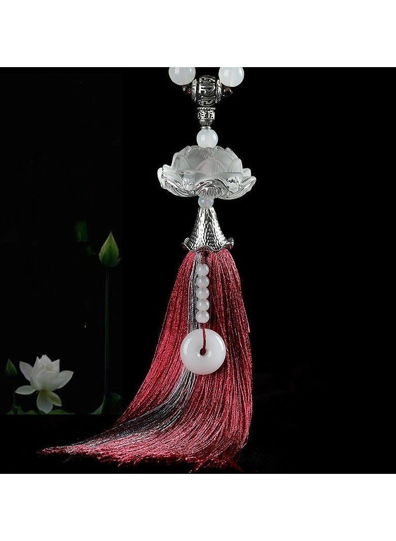 KUYING Crystal Lotus Pendant For Interior Rearview Mirror 