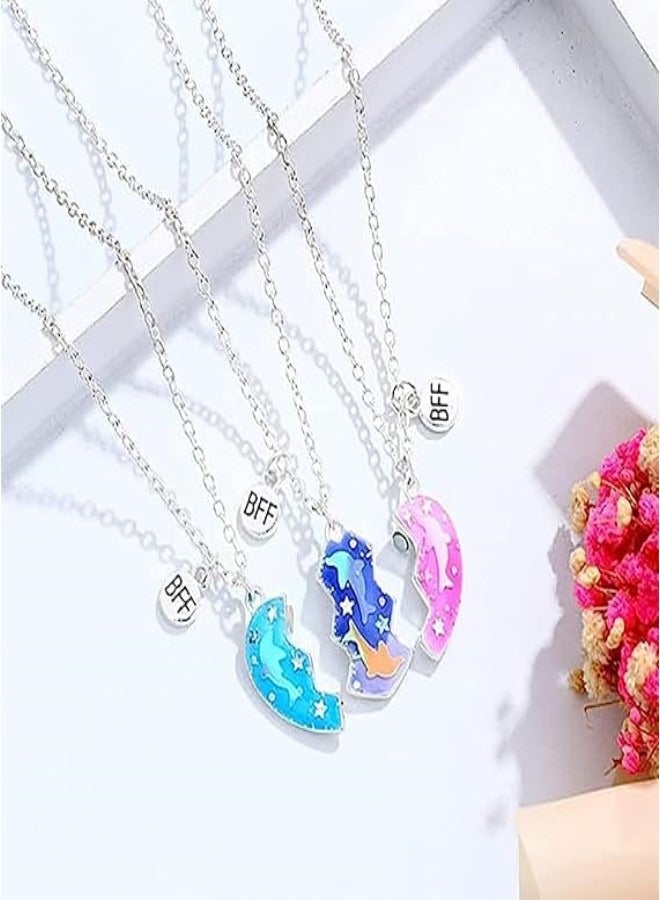 RATSAW Friendship Necklace Best Friend Necklace for 3 Girls Magnetic Matching Heart Pendant Necklaces for Sister, Sister Necklace Set Jewelry Birthday Gift for friend - Image 5