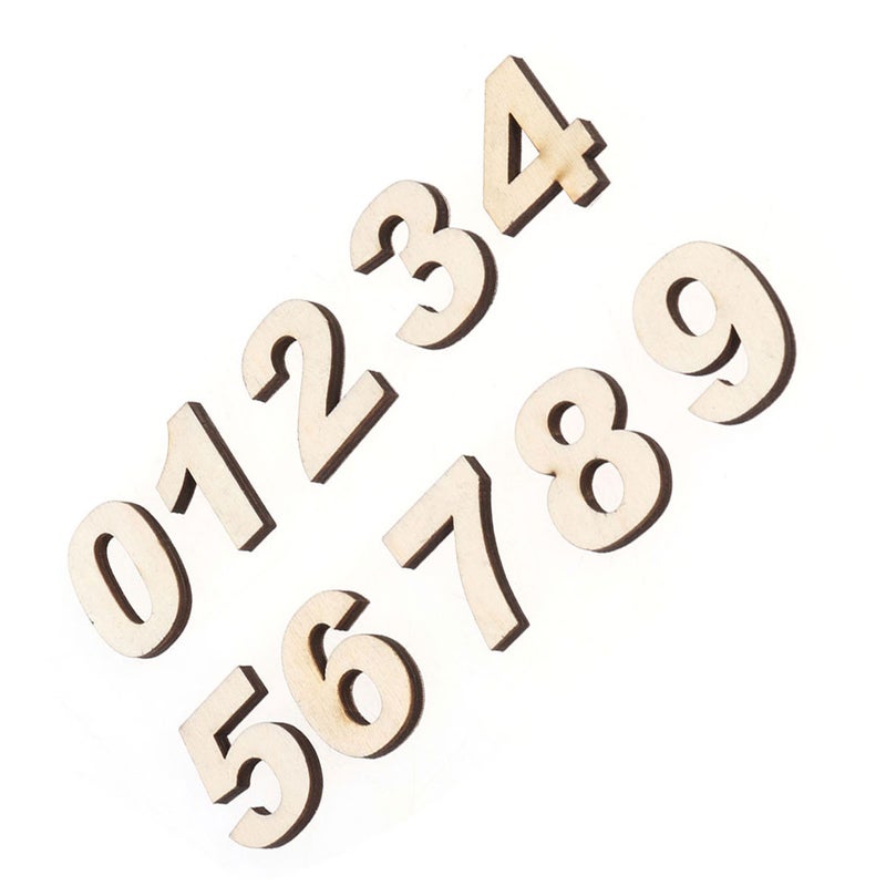 Set of 10 Number Prop Wood Craft Number 0-9 Self-paste - Image 1