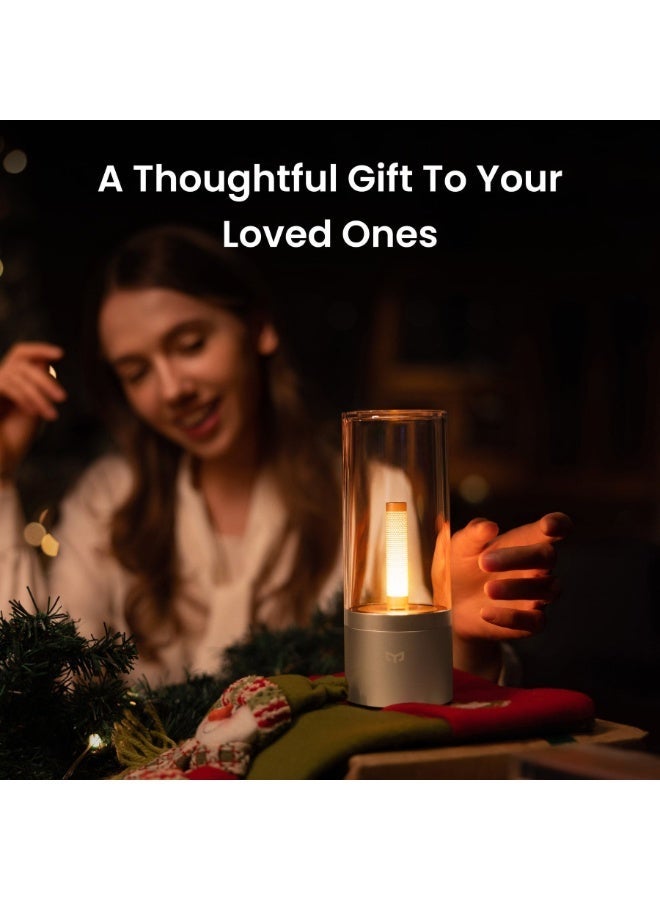Yeelight مصباح طاولة LED قابل لإعادة الشحن من Yeelight Candela، ضوء محيطي دافئ، قابل للتعتيم بشكل مستمر (1–100%)، وضعين للشعلة، شحن USB-C، للاستخدام الداخلي والخارجي، زمن بطارية لا يقل عن 8 ساعات، تصميم بسيط - Image 4