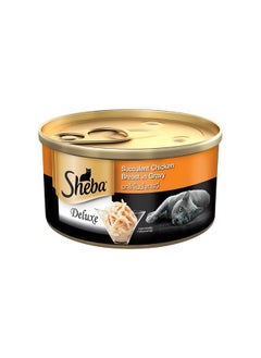 Sheba Deluxe Premium Adult (1+ Years) Wet Cat Food, Succulent Chicken Breast In Gravy, 85 G Can (Pack Of 4), High-Moisture Gravy Cat Food For Healthy Hydration  - Image 1