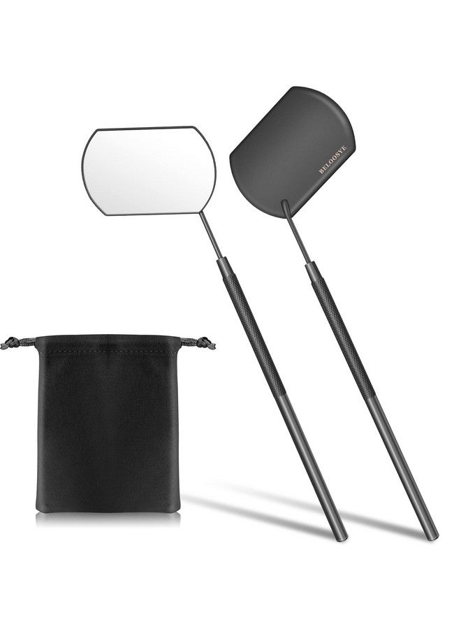 BELOOSYE 2 PCS Large Lash Mirror for Eyelash Extension Supplies+1 PCS Storage Bag,Stainless Steel Light-weight Detachable Eyelash Mirror for Extensions,Makeup Inspection Mirror for Lash Tech Supplies(Black) - Image 1