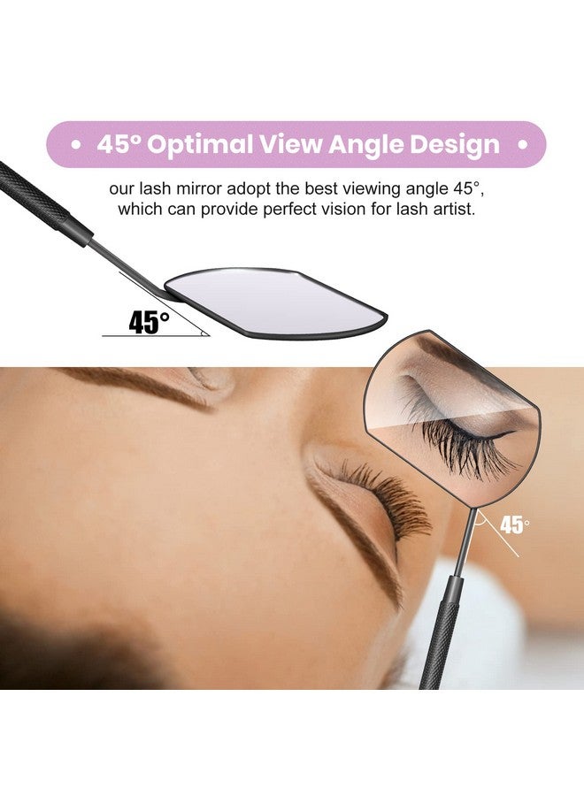 BELOOSYE 2 PCS Large Lash Mirror for Eyelash Extension Supplies+1 PCS Storage Bag,Stainless Steel Light-weight Detachable Eyelash Mirror for Extensions,Makeup Inspection Mirror for Lash Tech Supplies(Black) - Image 4