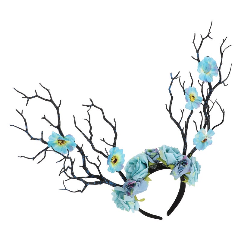 Flower Branch Headband : Flower Headbands Artificial Stems Costume Kit Masquerade Photo Prop Dress Up Headband Branches for Decoration - Image 1