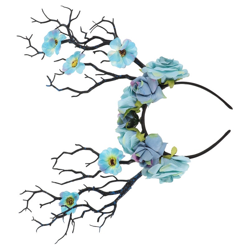 Flower Branch Headband : Flower Headbands Artificial Stems Costume Kit Masquerade Photo Prop Dress Up Headband Branches for Decoration - Image 3