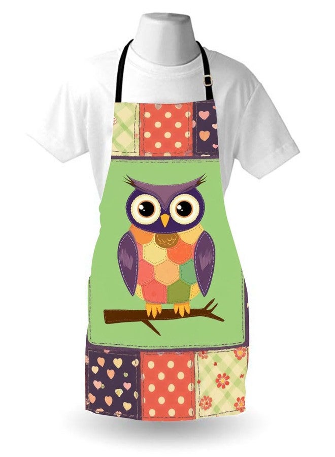 Moslion Owl Apron 31x27 Inch Night Bird Owl with Big Eyes Mandala Flower Heart Polka Dot Kitchen Chef Waitress Cook Aprons Bib with Adjustable Neck for Women Men Girls Purple Green Orange - Image 4