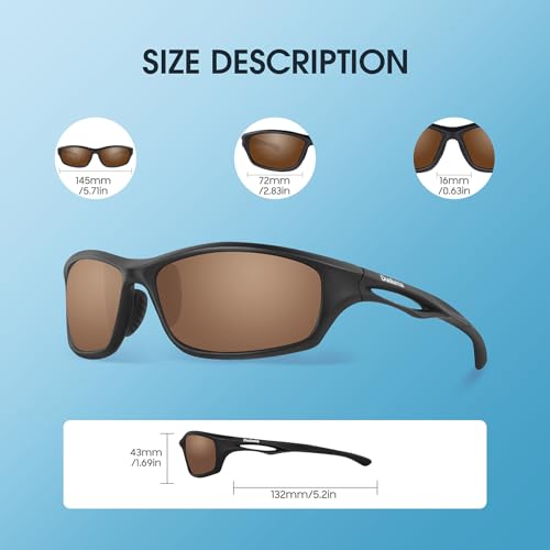 Duduma Polarized Sports Sunglasses for Men Women Running Cycling Fishing Golf Driving Shades Sun Glasses Tr90(black matte frame with brown lens) - Image 4