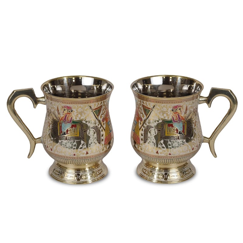 BLEWZ Pure Brass King Queen print Style Cup Mug Drinkware Tableware Home Hotel Restaurant Gift Item - Image 1