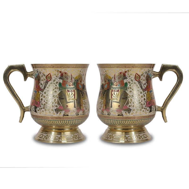 BLEWZ Pure Brass King Queen print Style Cup Mug Drinkware Tableware Home Hotel Restaurant Gift Item - Image 3