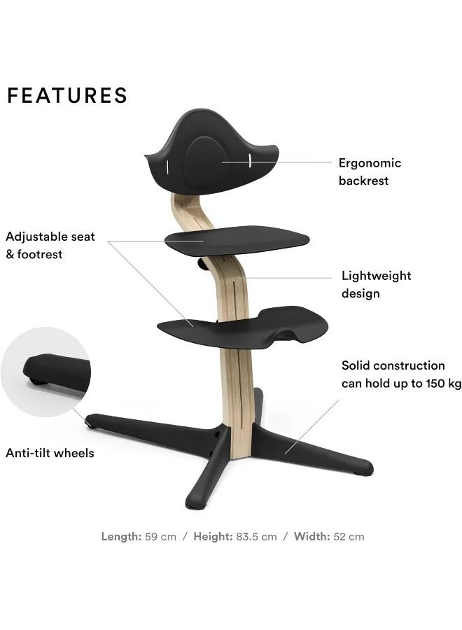 ستوك Stokke Nomi High Chair - Inspires Active Sitting - Tool-Free Adjustability - Black/Natural