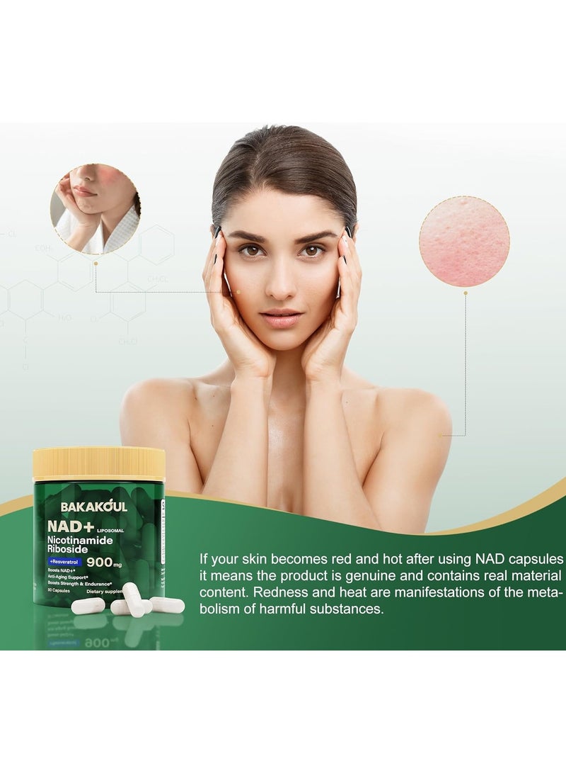 BAKAKOUL NAD+ Liposomal Nicotinamide Riboside, Resveratrol, 80 Capsules - Image 3