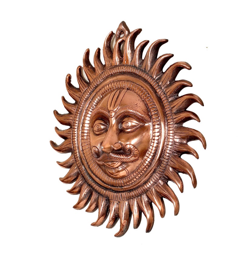 Aone India Metal Vastu Sun Mask Home Wall Hanging Height 13 inch Bronze - Image 3