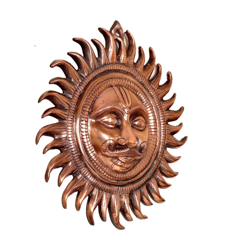 Aone India Metal Vastu Sun Mask Home Wall Hanging Height 13 inch Bronze - Image 4