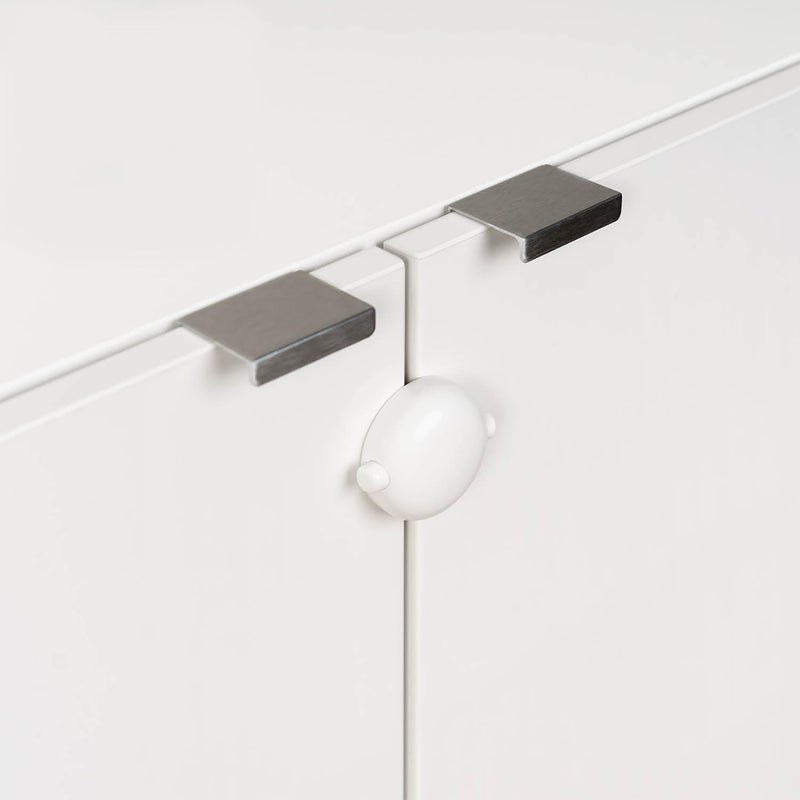 Qdos Safety Adhesive Double Door Cabinet Lock White Easy One Handed Operation Patented ZeroPinch Design Only Fits Standard Framed Cabinets and Furniture Baby Proofing Doesnt Have to be Ugly
