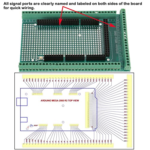 ANMBEST Mega 2560 R3 Prototype Screw Terminal Block Shield Board Pre-soldered Kit, Breakout Module for Arduino UNO - Image 3
