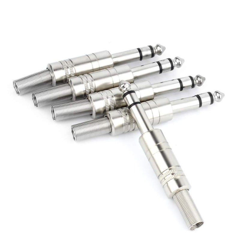 GiantBee 1/4" Audio Plugs 6.35 mm Plug TRS Male 1/4 inch Solder Type Stereo Plug Straight Design Connector with Spring for DJ Mixer Speaker Cables Guitar Cables Phono Patch Cable Microphone Cables (5 Pack) - Image 3