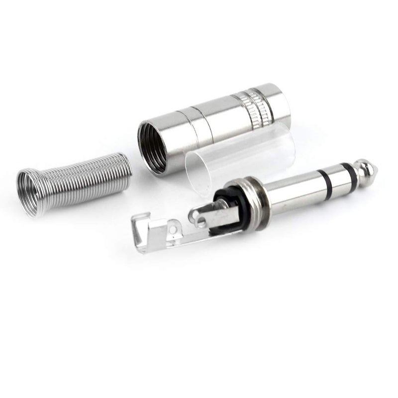 GiantBee 1/4" Audio Plugs 6.35 mm Plug TRS Male 1/4 inch Solder Type Stereo Plug Straight Design Connector with Spring for DJ Mixer Speaker Cables Guitar Cables Phono Patch Cable Microphone Cables (5 Pack) - Image 4
