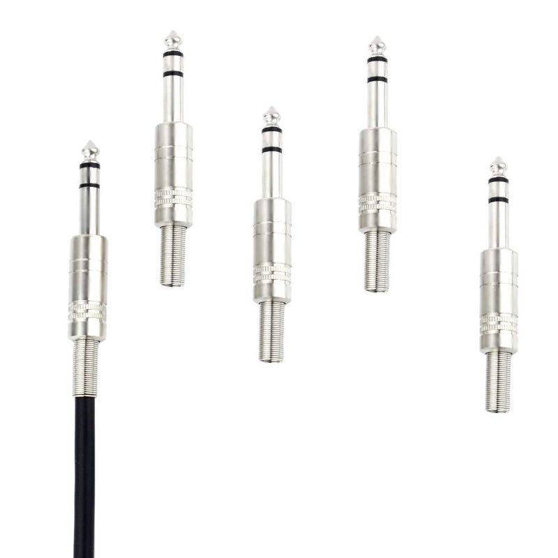 GiantBee 1/4" Audio Plugs 6.35 mm Plug TRS Male 1/4 inch Solder Type Stereo Plug Straight Design Connector with Spring for DJ Mixer Speaker Cables Guitar Cables Phono Patch Cable Microphone Cables (5 Pack) - Image 5