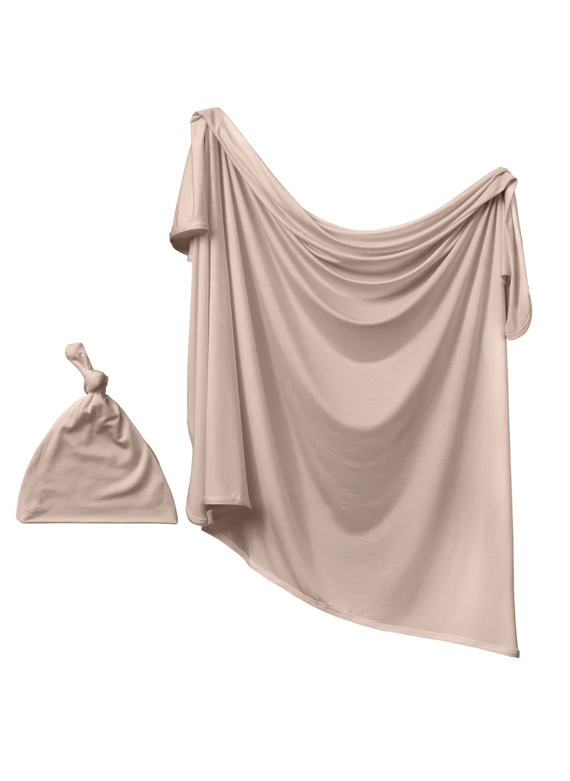 أنفي بيبي Stretchy Bamboo Spandex Swaddle & Hat- Mocha