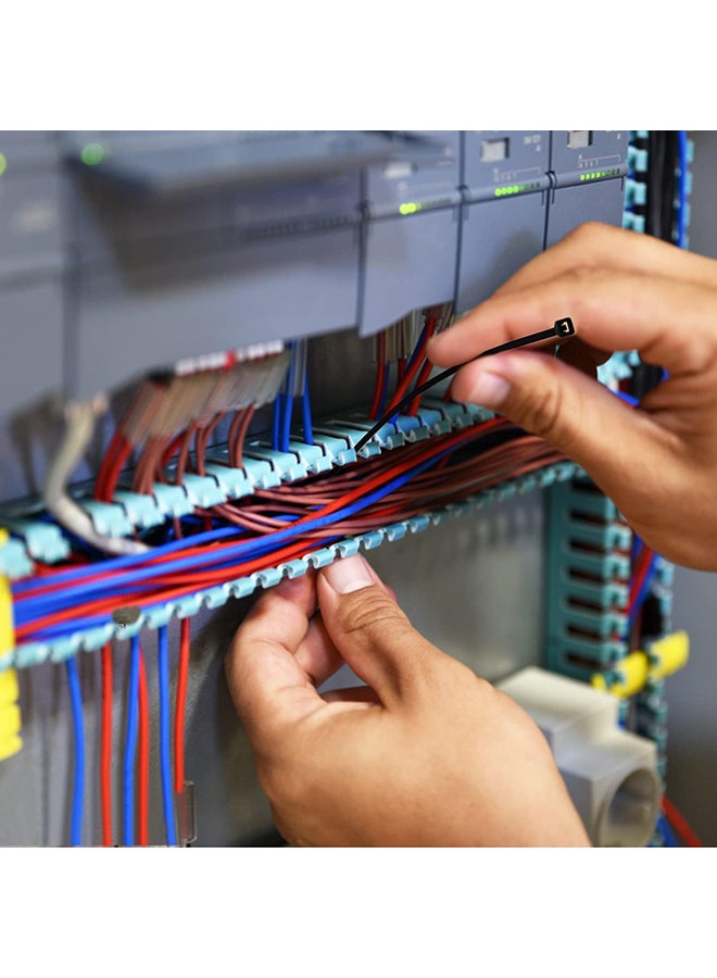 ربطات كابلات من النايلون، عبوة من 100 قطعة، سوداء، بأحجام مختلفة، متعددة الأغراض، ذاتية القفل، مناسبة للمنزل والمكتب والحديقة وورشة العمل، ربطات كابلات بلاستيكية بطول 400 مم - Image 5