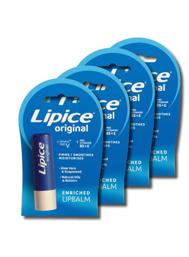 lipice Original Lip Balm – Moisturizing & Soothing Lip Care, 4.8g, Made in UK ,Pack of 4 - Image 1