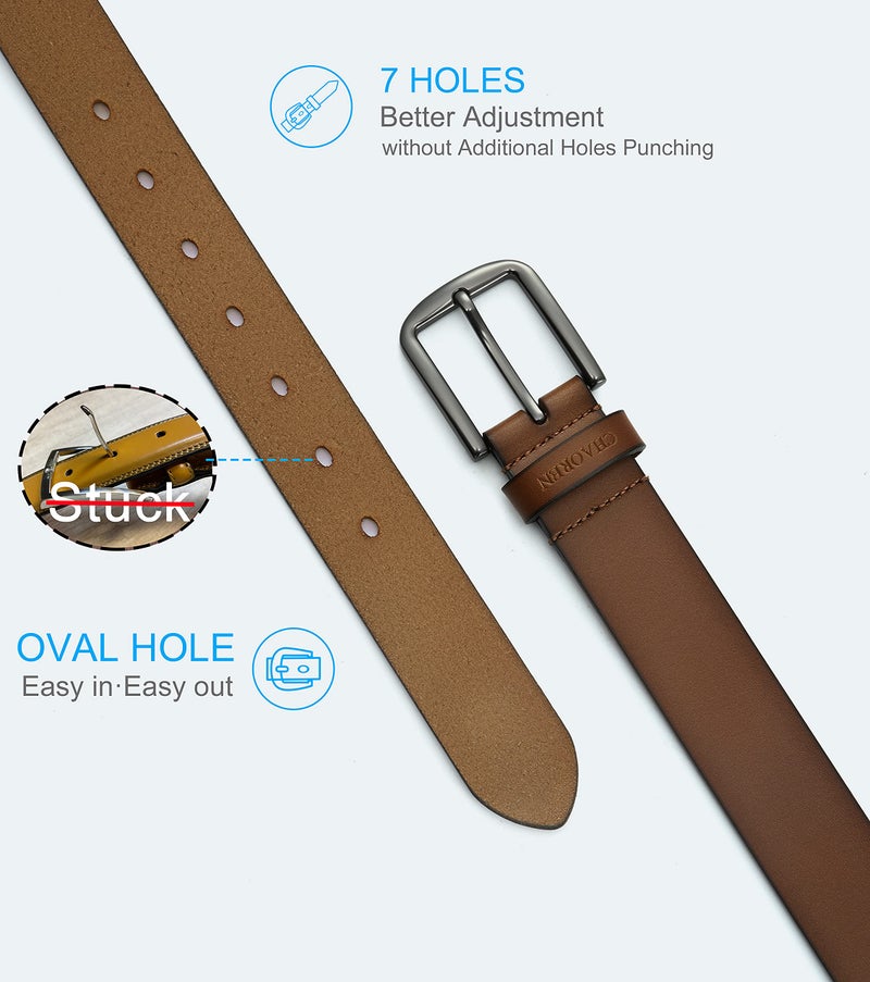 CHAOREN حزام جلد CHAOREN للرجال - 35 مم أحزمة رجال للجينز والملابس الكاجوال - حزام جولف أبيض للاستخدام اليومي - Image 4