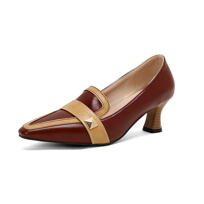 Wish Style Spring 2024 Fashion Mid-Heel Pointed 32-50 Super Plus Size Foot Color-Matching Women'S Shoes - Image 1