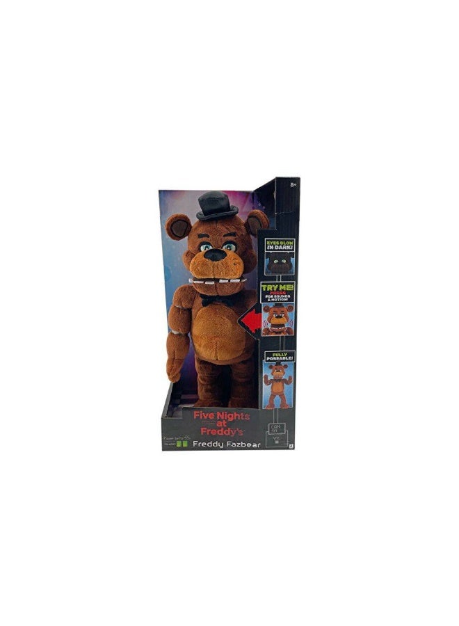 Five Nights at Freddy's Freddy Fazbear Glow-in-the-Dark Interactive Plush Toy (35.56 cm, Brown) - Image 1