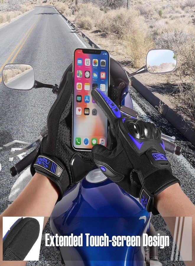 COFIT Motorcycle Gloves Breathable, Touchscreen Motorbike Gloves Anti-Slip with Good Grip Hard Knuckles Protection for Men Women Motocross, BMX ATV MTB Cycling, Road Racing - Blue M - Image 3